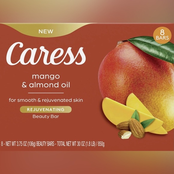 8 Pack Caress Mango & Almond Oil Rejuvenating 3.75 oz Bar Soap - Picture 1 of 9